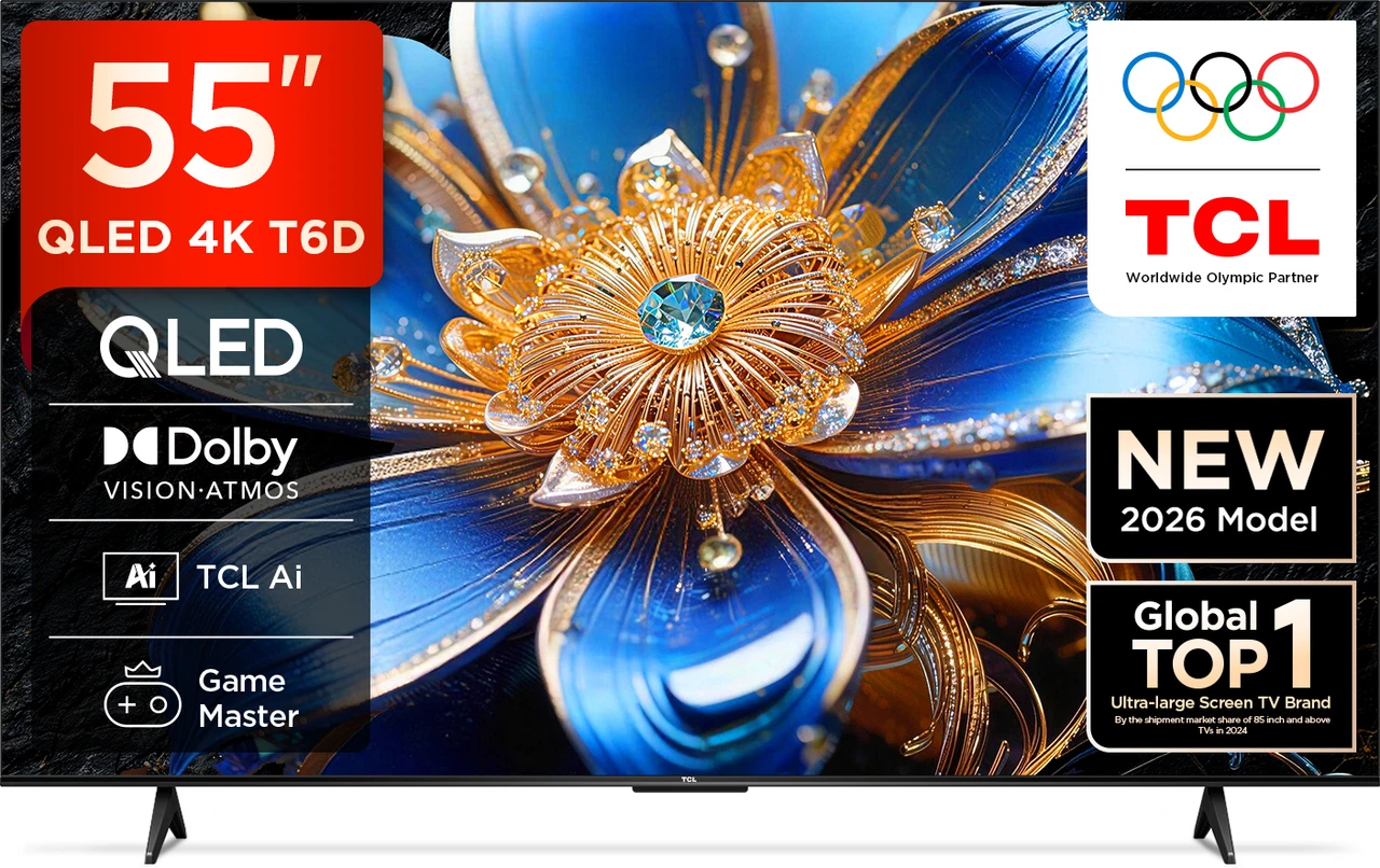 TCL T6D 138.71 cm (55 inch) QLED Ultra HD (4K) Smart Google TV 2026 Edition with HDR10+ Dolby Vision- Atmos 24
